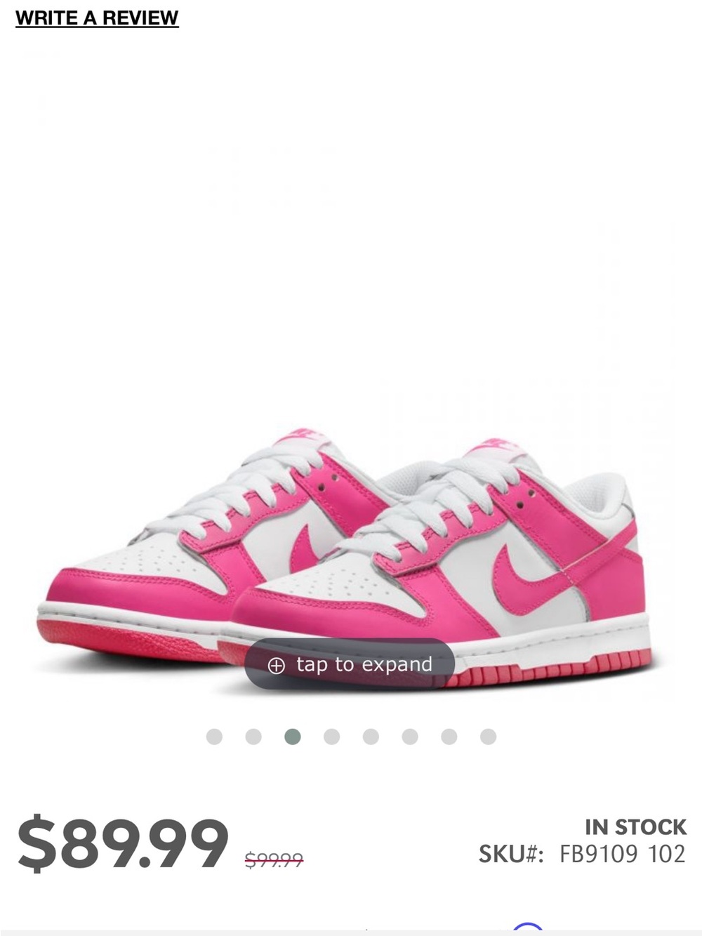 Nike Kids Low-Top Sneakers in Pink and White